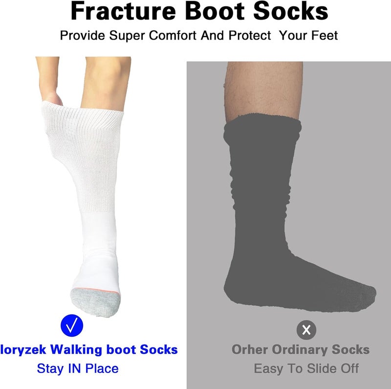 Ioryzek Walking Boot Socks air Cam Walker Cast Socks 2 Pairs Fracture Boot Brace Sock Surgical Orthopedics Sock for Men Women - Image 4